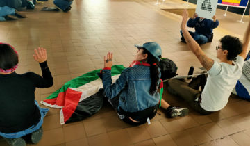 Sit-in pour Gaza à Uni Dufour