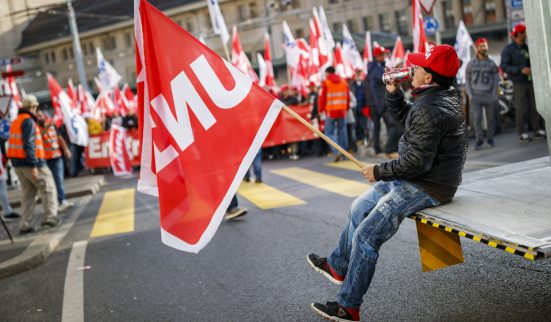 Les maçons protestent dans Lausanne