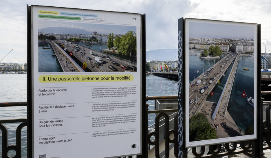 Touché coulé sur la passerelle piétonne du Mont-Blanc